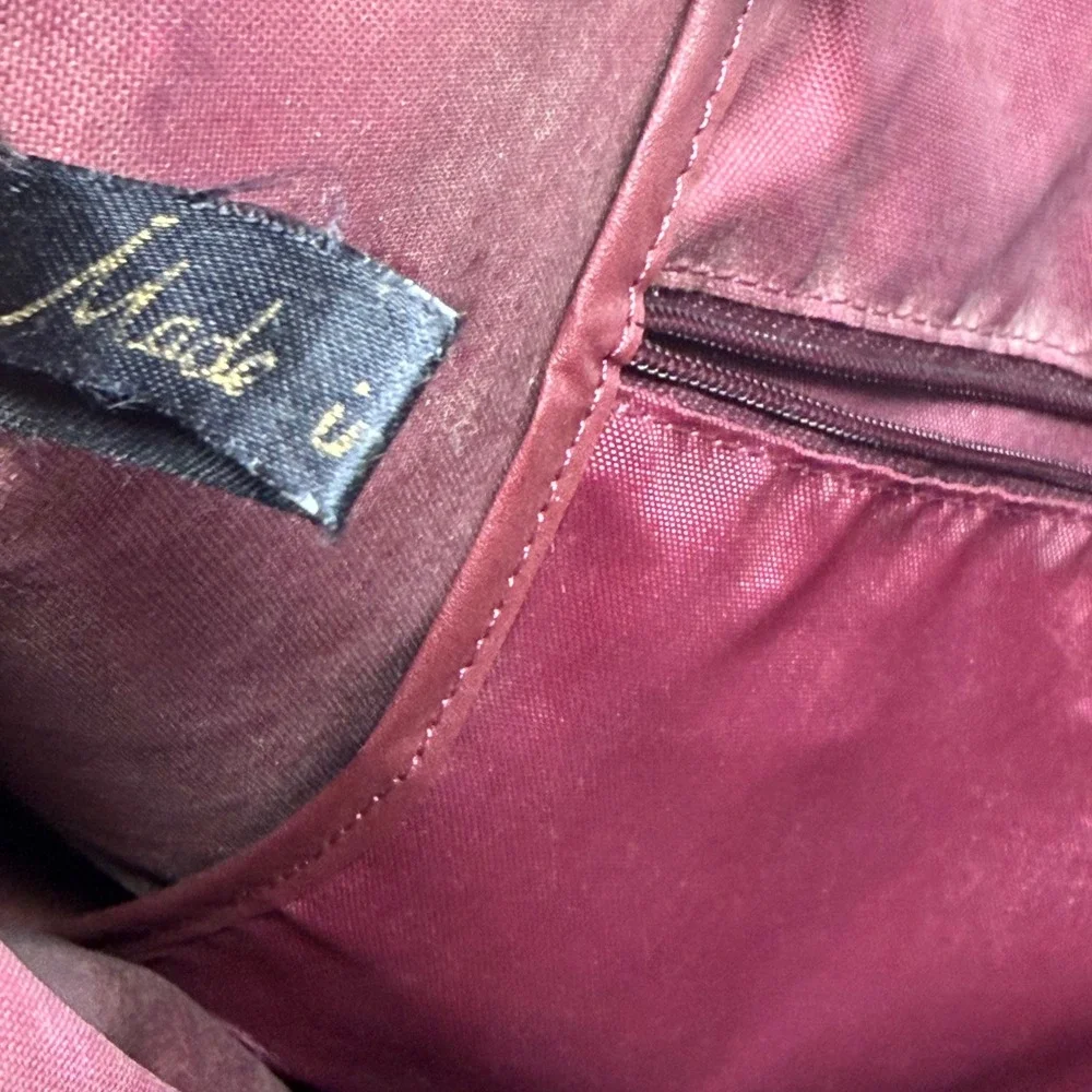 Vintage Burgundy Leather Portfolio Bag Made in Korea Deep Red labtop Bag